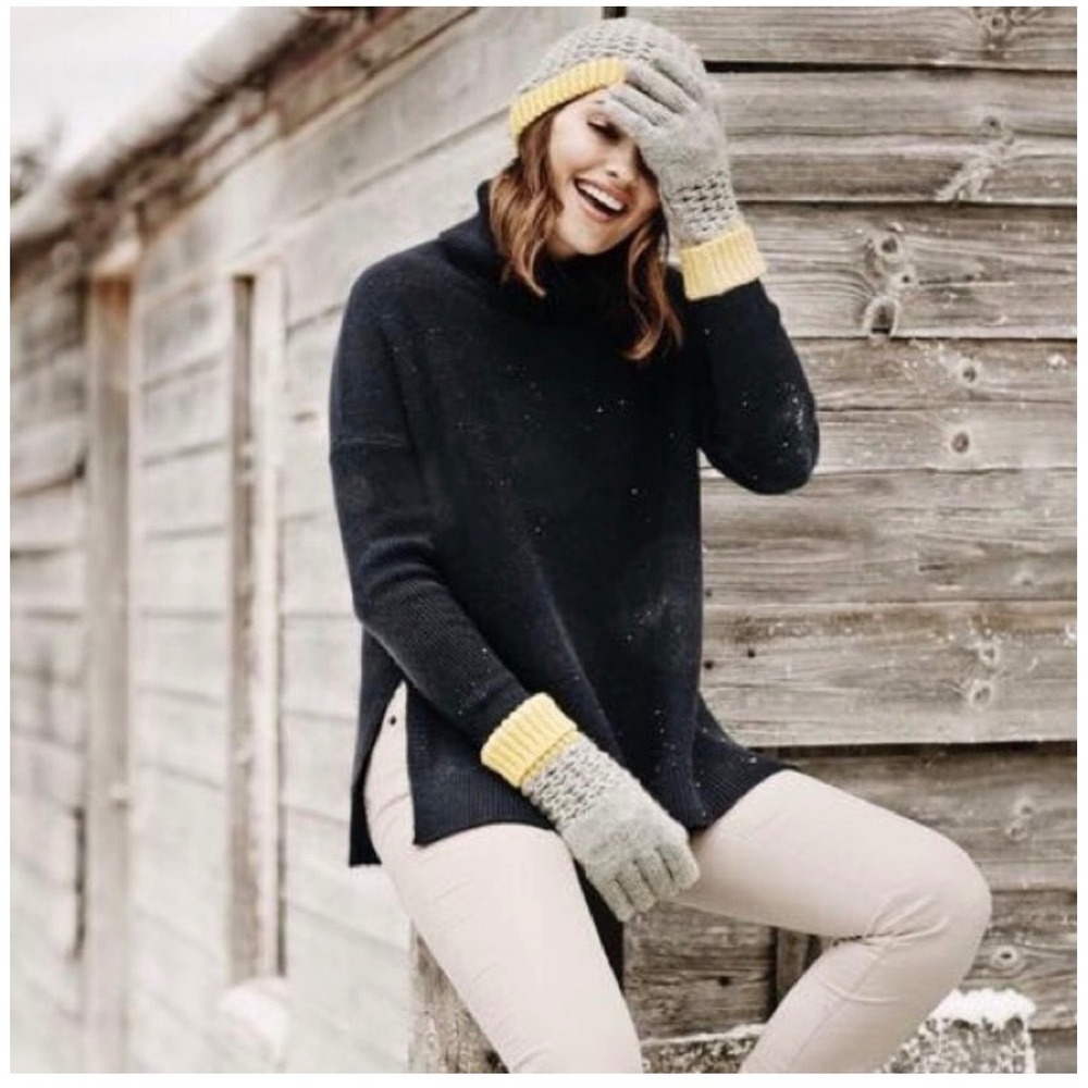 Boden Black Ribbed Turtleneck Sweater‎ Tunic XS 100 Wool